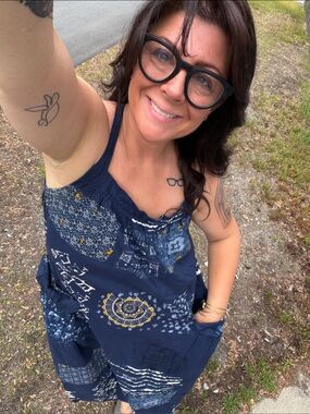 Navy Patchwork Sundress - Women's Comfortable Summer Dress